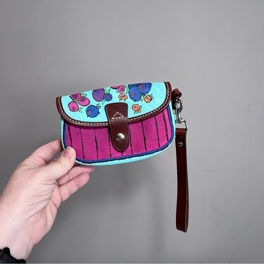 Hand painted Dooney & Bourke snap close wristlet